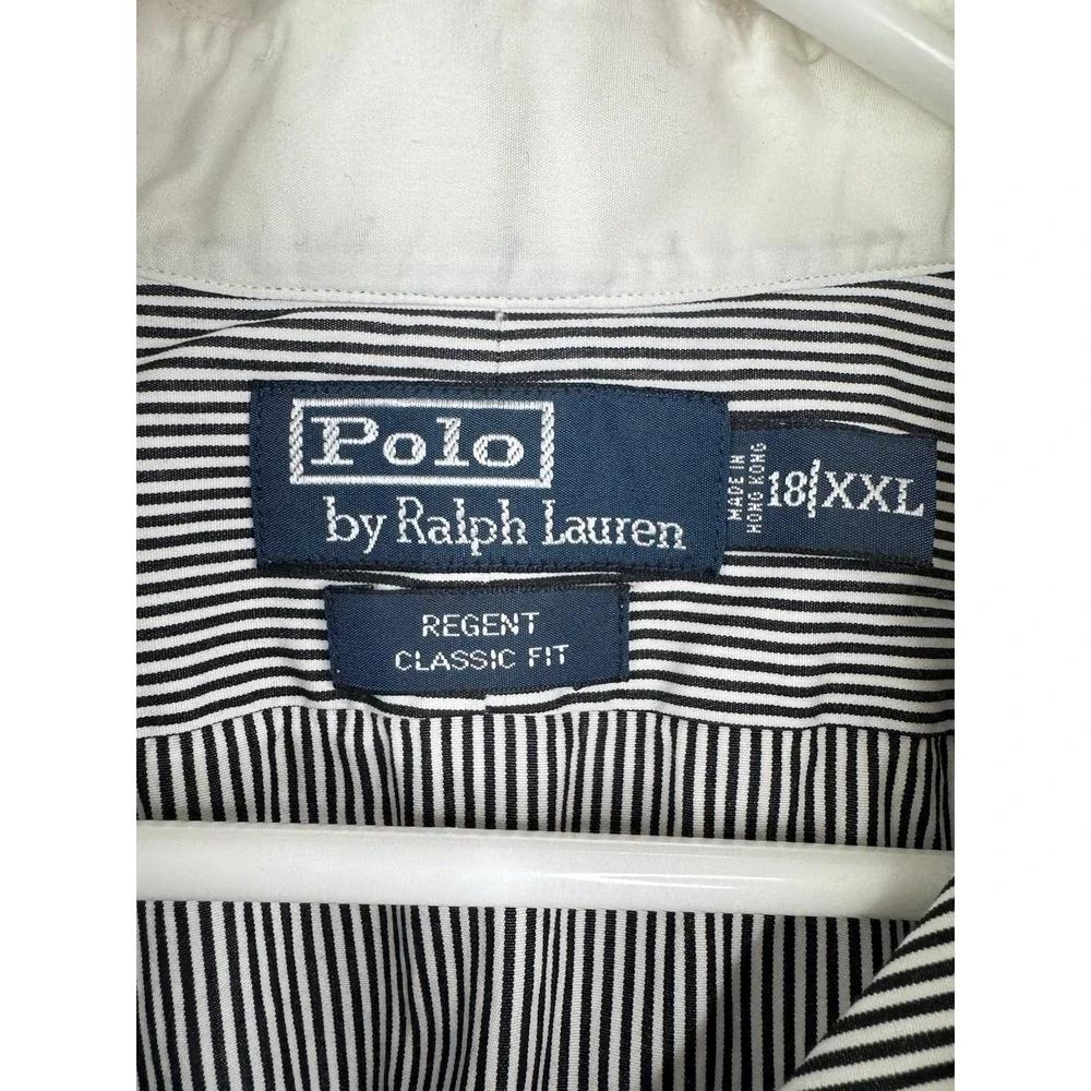 Polo Ralph Lauren Regent Classic Fit Striped Dress Shirt Men's 18 XXL Preppy 90s